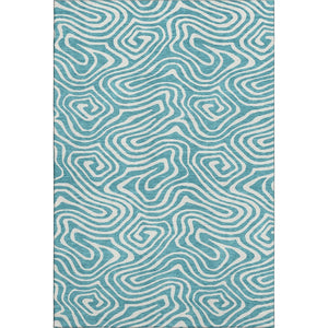 HomeRoots 9' X 12' Teal & Ivory Abstract Area Rug – Washable, UV Protected, Durable for High-Traffic Spaces 680138