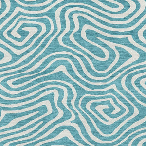 HomeRoots 9' X 12' Teal & Ivory Abstract Area Rug – Washable, UV Protected, Durable for High-Traffic Spaces 680138