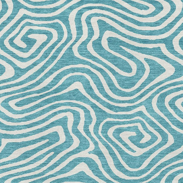 HomeRoots 9' X 12' Teal & Ivory Abstract Area Rug – Washable, UV Protected, Durable for High-Traffic Spaces 680138