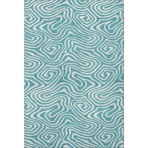 HomeRoots 10' X 14' Teal and Ivory Abstract Area Rug - Washable, UV-Protected, Stylish for Modern Living Spaces 680139