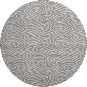 HomeRoots 8' Taupe and Beige Abstract Washable Round Rug - Durable, UV-Protected & Ideal for Busy Homes 680142
