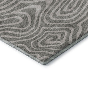 HomeRoots 8' Taupe and Beige Abstract Washable Round Rug - Durable, UV-Protected & Ideal for Busy Homes 680142
