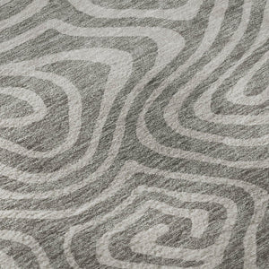 HomeRoots 8' Taupe and Beige Abstract Washable Round Rug - Durable, UV-Protected & Ideal for Busy Homes 680142