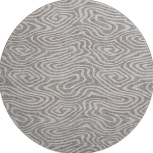 HomeRoots 8' Taupe and Beige Abstract Washable Round Rug - Durable, UV-Protected & Ideal for Busy Homes 680142