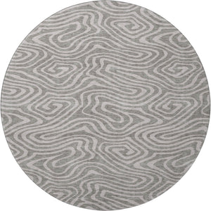 HomeRoots 8' Taupe and Beige Abstract Washable Round Rug - Durable, UV-Protected & Ideal for Busy Homes 680142