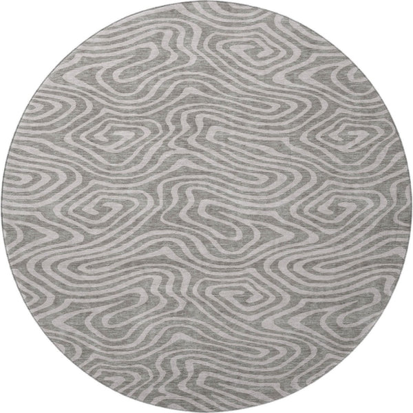 HomeRoots 8' Taupe and Beige Abstract Washable Round Rug - Durable, UV-Protected & Ideal for Busy Homes 680142