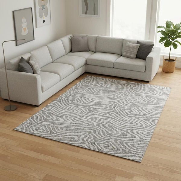 HomeRoots 8' X 10' Washable Taupe & Beige Abstract Area Rug - Ideal for Kids, Pets, and High-Traffic Spaces! 680143