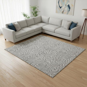 HomeRoots 9' X 12' Taupe And Beige Abstract Washable Area Rug - Durable, Stain-Resistant with UV Protection 680144
