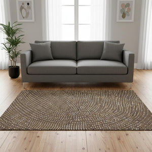 HomeRoots 5' X 8' Brown Copper & Ivory Polka Dot Area Rug - Soft, Stain-Resistant, UV-Protected for Homes 680147