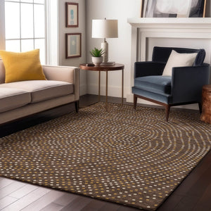 HomeRoots 5' X 8' Brown Copper & Ivory Polka Dot Area Rug - Soft, Stain-Resistant, UV-Protected for Homes 680147