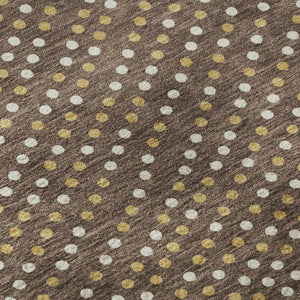 HomeRoots 8' Brown Copper & Ivory Polka Dot Washable Round Rug - Durable, Stain-Resistant, UV Protected Design 680148