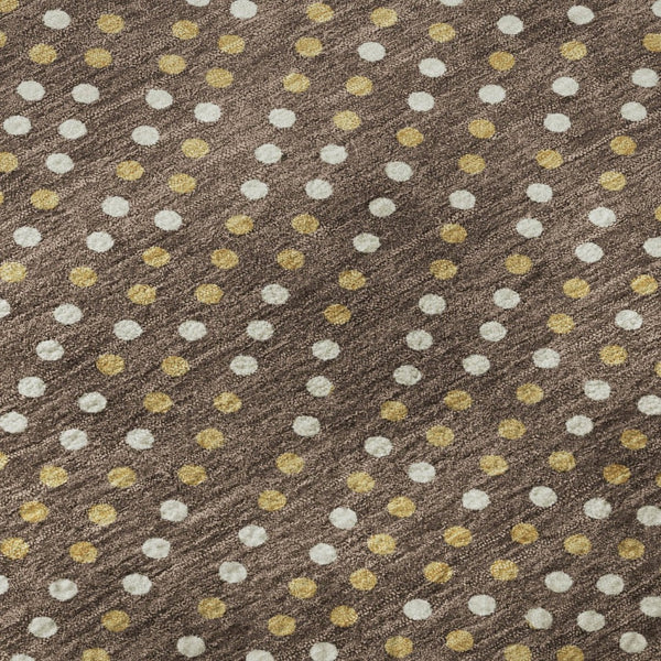 HomeRoots 8' Brown Copper & Ivory Polka Dot Washable Round Rug - Durable, Stain-Resistant, UV Protected Design 680148