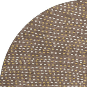 HomeRoots 8' Brown Copper & Ivory Polka Dot Washable Round Rug - Durable, Stain-Resistant, UV Protected Design 680148