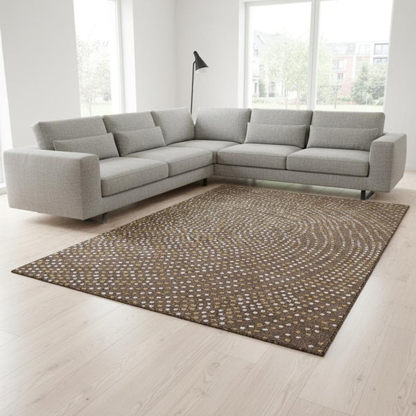 HomeRoots 8' X 10' Washable Brown Copper & Ivory Polka Dot Area Rug with UV Protection for Busy Homes 680149