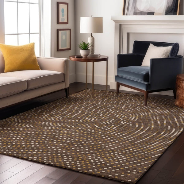 HomeRoots 8' X 10' Washable Brown Copper & Ivory Polka Dot Area Rug with UV Protection for Busy Homes 680149
