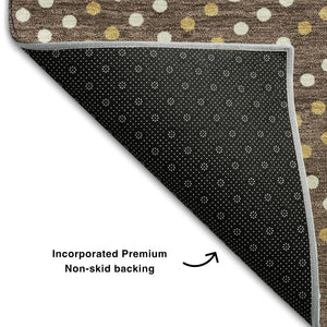 HomeRoots 8' X 10' Washable Brown Copper & Ivory Polka Dot Area Rug with UV Protection for Busy Homes 680149