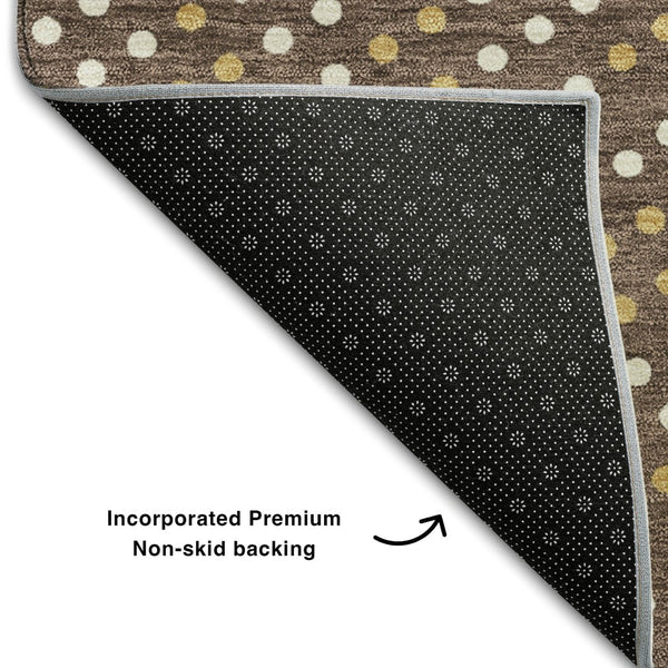 HomeRoots 8' X 10' Washable Brown Copper & Ivory Polka Dot Area Rug with UV Protection for Busy Homes 680149