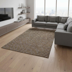 HomeRoots 9' X 12' Brown Copper Polka Dot Area Rug - Washable, UV Protected, Stain Resistant, Durable & Stylish! 680150