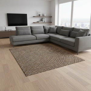 HomeRoots 10' X 14' Brown Copper and Ivory Polka Dot Washable Area Rug - UV Protected, Stain Resistant & Stylish 680151