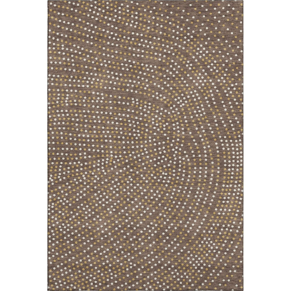 HomeRoots 10' X 14' Brown Copper and Ivory Polka Dot Washable Area Rug - UV Protected, Stain Resistant & Stylish 680151