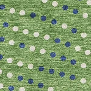HomeRoots 5' X 8' Playful Green, Ivory & Blue Polka Dot Washable Area Rug with UV Protection for Family Homes 680153