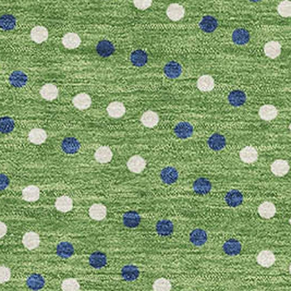 HomeRoots 5' X 8' Playful Green, Ivory & Blue Polka Dot Washable Area Rug with UV Protection for Family Homes 680153