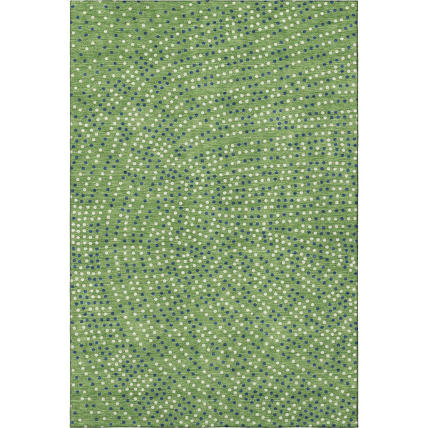HomeRoots 5' X 8' Playful Green, Ivory & Blue Polka Dot Washable Area Rug with UV Protection for Family Homes 680153