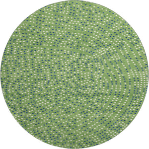 HomeRoots 8' Playful Green, Ivory & Blue Polka Dot Washable Round Rug with UV Protection for Any Space 680154