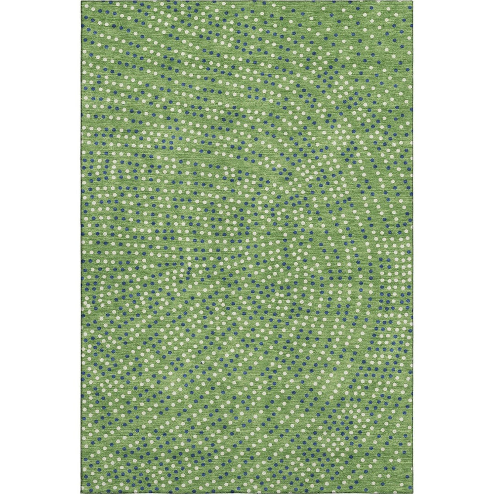 HomeRoots 9' X 12' Playful Green, Ivory & Blue Polka Dot Washable Area Rug with UV Protection for Homes 680156