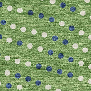 HomeRoots 9' X 12' Playful Green, Ivory & Blue Polka Dot Washable Area Rug with UV Protection for Homes 680156