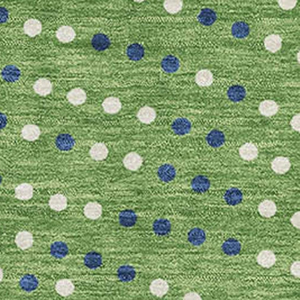 HomeRoots 9' X 12' Playful Green, Ivory & Blue Polka Dot Washable Area Rug with UV Protection for Homes 680156