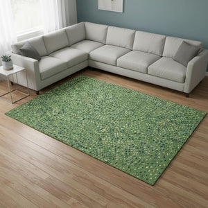 HomeRoots 10' X 14' Washable Polka Dot Area Rug - Green, Ivory & Blue with UV Protection for Busy Homes 680157