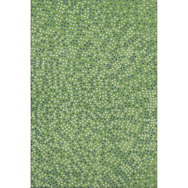 HomeRoots 10' X 14' Washable Polka Dot Area Rug - Green, Ivory & Blue with UV Protection for Busy Homes 680157
