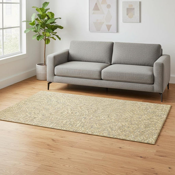 HomeRoots 5' X 8' Washable Gold Ivory & Gray Polka Dot Area Rug with UV Protection, Durable & Stylish Decor 680159