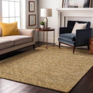 HomeRoots 5' X 8' Washable Gold Ivory & Gray Polka Dot Area Rug with UV Protection, Durable & Stylish Decor 680159