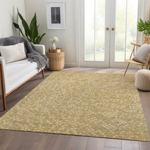 HomeRoots 5' X 8' Washable Gold Ivory & Gray Polka Dot Area Rug with UV Protection, Durable & Stylish Decor 680159