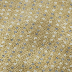 HomeRoots 8' Gold, Ivory & Gray Polka Dot Washable Round Rug with UV Protection – Perfect for High-Traffic Areas! 680160