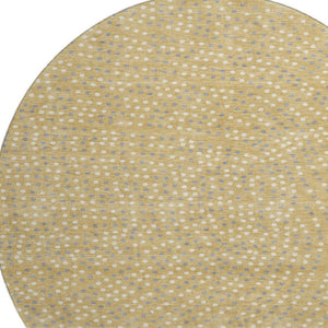HomeRoots 8' Gold, Ivory & Gray Polka Dot Washable Round Rug with UV Protection – Perfect for High-Traffic Areas! 680160