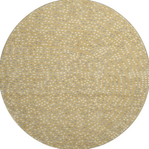 HomeRoots 8' Gold, Ivory & Gray Polka Dot Washable Round Rug with UV Protection – Perfect for High-Traffic Areas! 680160