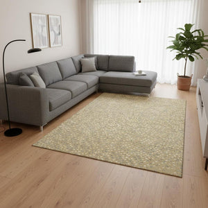 HomeRoots 8' X 10' Washable Gold Ivory Gray Polka Dot Area Rug with UV Protection for Kids & Pets' Spaces 680161