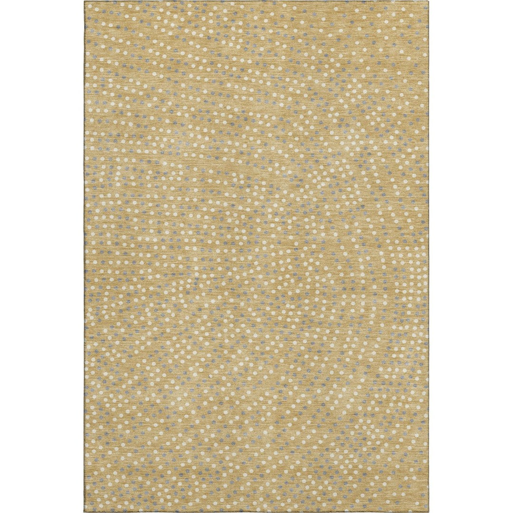 HomeRoots 8' X 10' Washable Gold Ivory Gray Polka Dot Area Rug with UV Protection for Kids & Pets' Spaces 680161