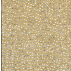 HomeRoots 8' X 10' Washable Gold Ivory Gray Polka Dot Area Rug with UV Protection for Kids & Pets' Spaces 680161
