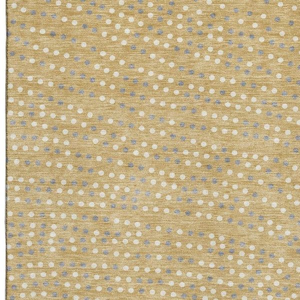 HomeRoots 8' X 10' Washable Gold Ivory Gray Polka Dot Area Rug with UV Protection for Kids & Pets' Spaces 680161
