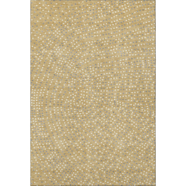HomeRoots 8' X 10' Washable Gold Ivory Gray Polka Dot Area Rug with UV Protection for Kids & Pets' Spaces 680161