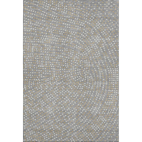 HomeRoots 5' X 8' Gray Ivory Gold Polka Dot Area Rug - Stylish, Washable, UV Protected for Busy Homes 680165