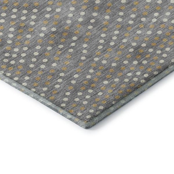HomeRoots 5' X 8' Gray Ivory Gold Polka Dot Area Rug - Stylish, Washable, UV Protected for Busy Homes 680165