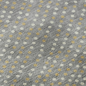 HomeRoots 8' Stylish Gray Ivory Gold Polka Dot Round Rug – Washable, UV-Protected, Perfect for Family Spaces! 680166