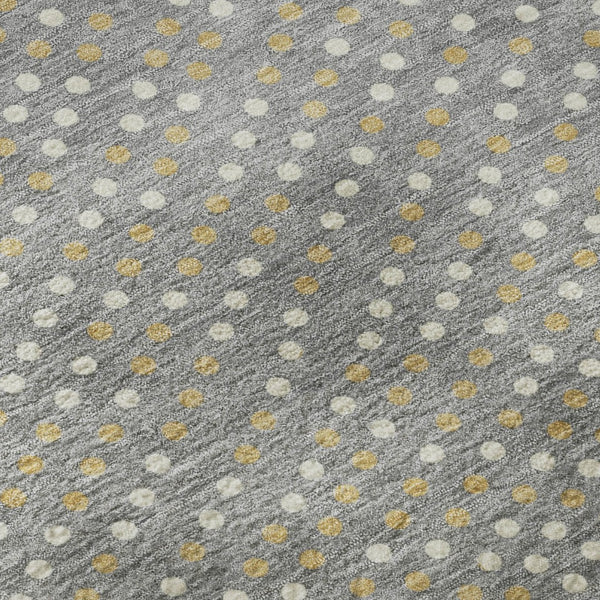 HomeRoots 8' Stylish Gray Ivory Gold Polka Dot Round Rug – Washable, UV-Protected, Perfect for Family Spaces! 680166