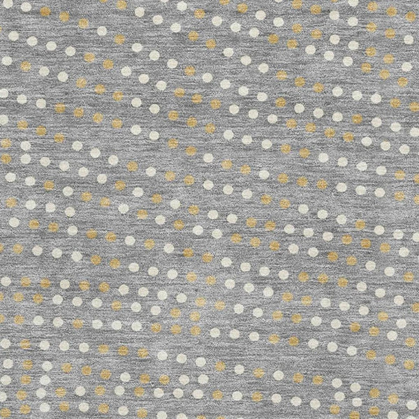 HomeRoots 8' X 10' Stylish Washable Area Rug in Gray, Ivory & Gold Polka Dots - Durable, UV Protected Design! 680167
