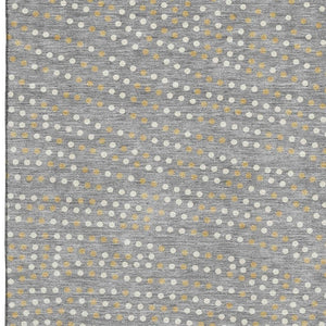 HomeRoots 10' Gray Ivory and Gold Polka Dot Washable Area Rug - Soft, Stain-Resistant, UV Protected for Homes 680169